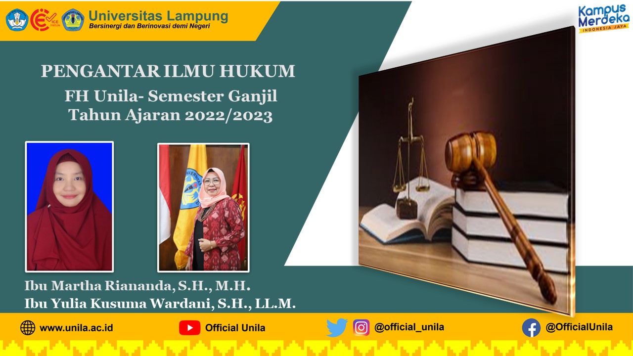  FH S1 ILMU HUKUM-PENGANTAR ILMU HUKUM-KELAS A: BU MARTHA DAN BU YULIA KW-GENAP 2022/2023