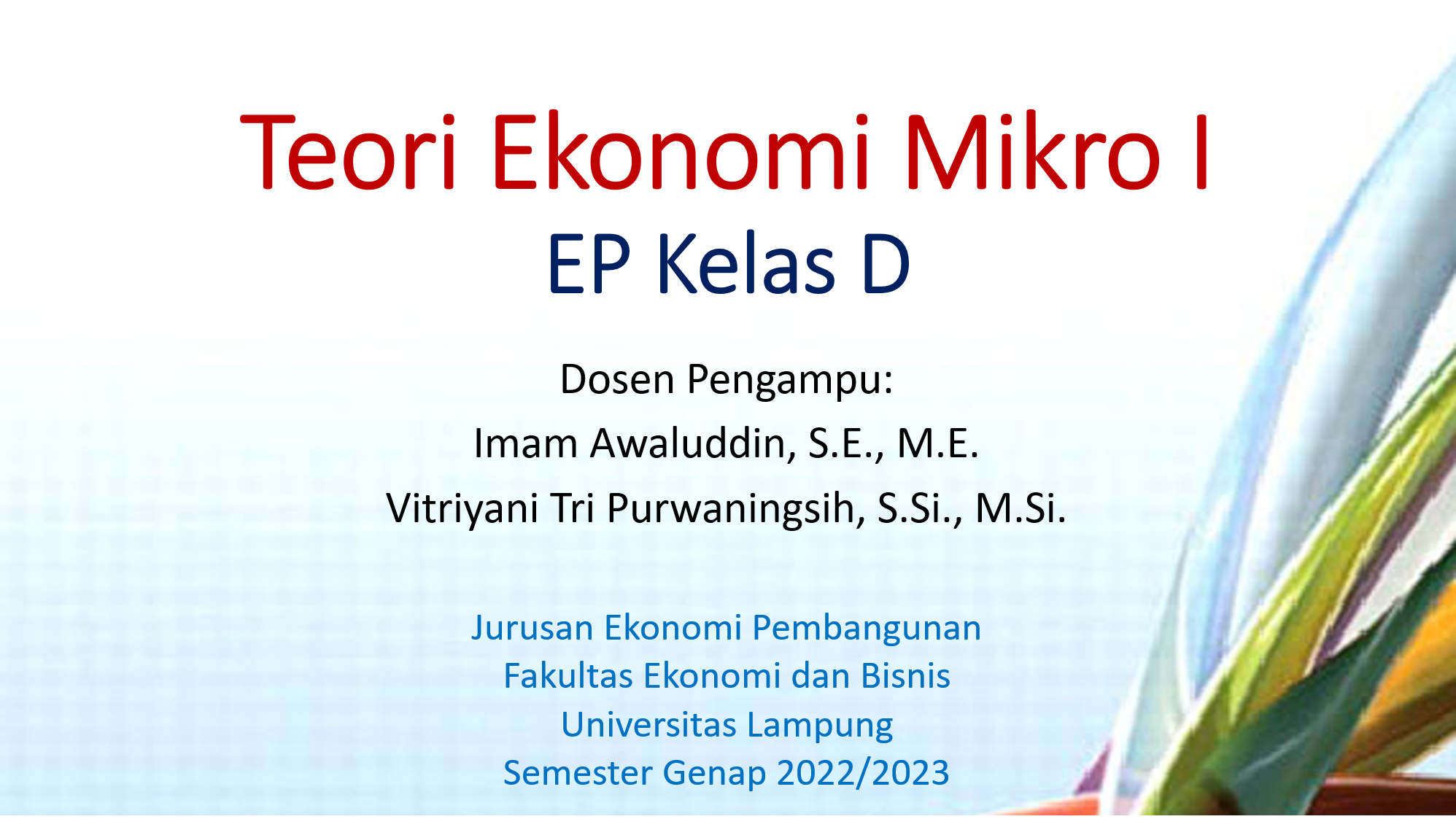 S1 EP - Teori Ekonomi Mikro I - Kelas D - Genap 2022/2023