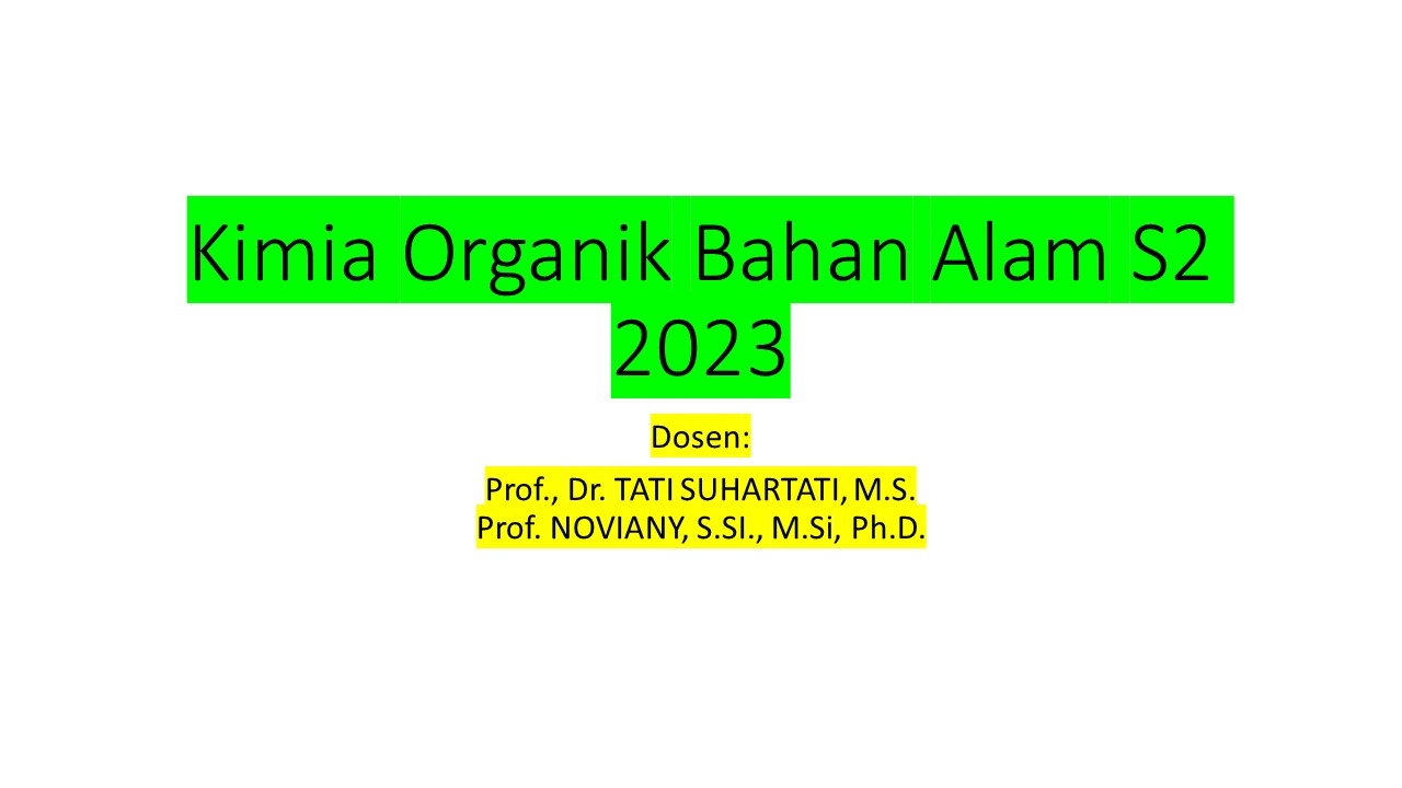 Kimia Organik Bahan Alam S2 2023