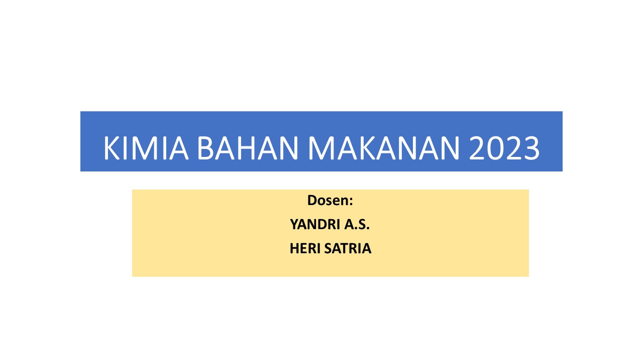 Kimia Bahan Makanan S1 Kimia Genap 2022-2023