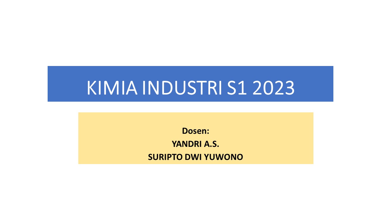 Kimia Industri S1 Genap 2022-2023