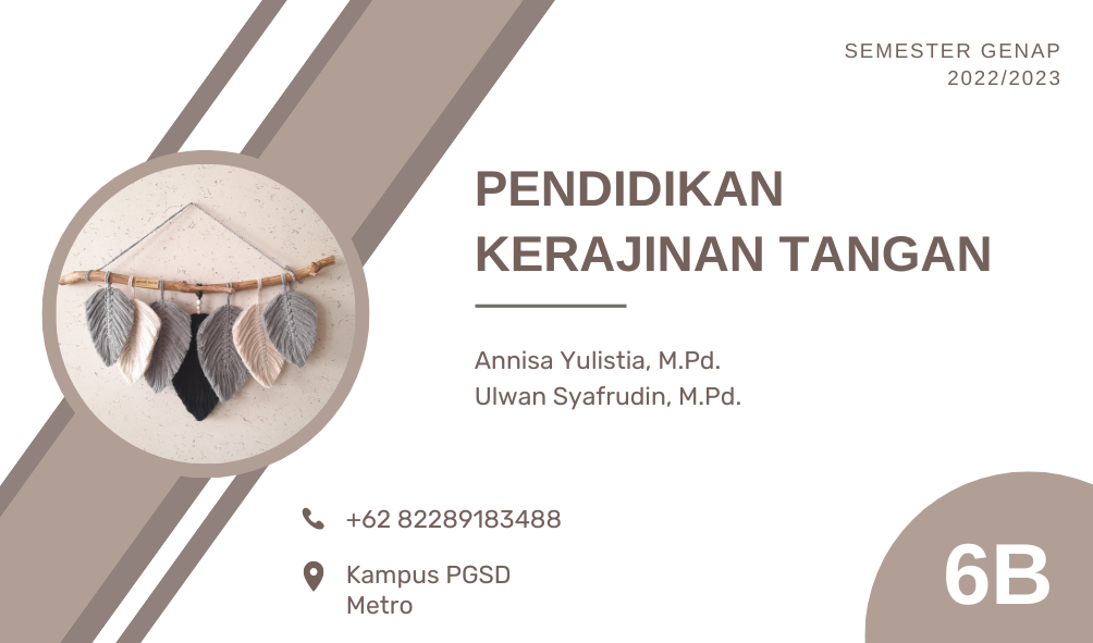 PENDIDIKAN KERAJINAN TANGAN - 6B - GENAP 2022/2023