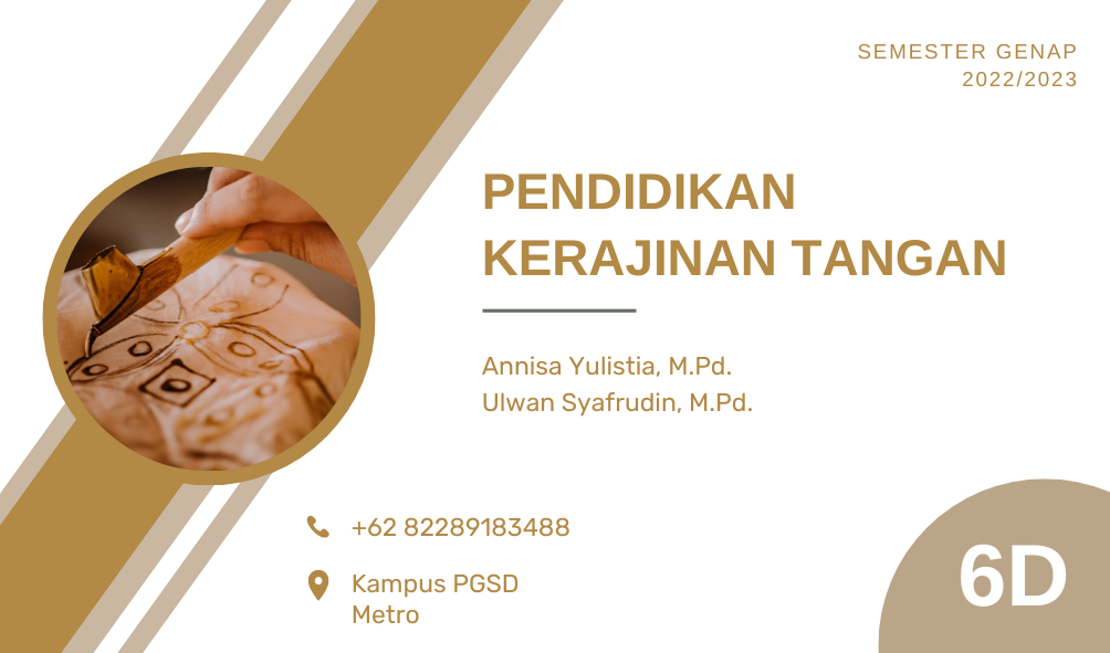 PENDIDIKAN KERAJINAN TANGAN - 6D - GENAP 2022/2023