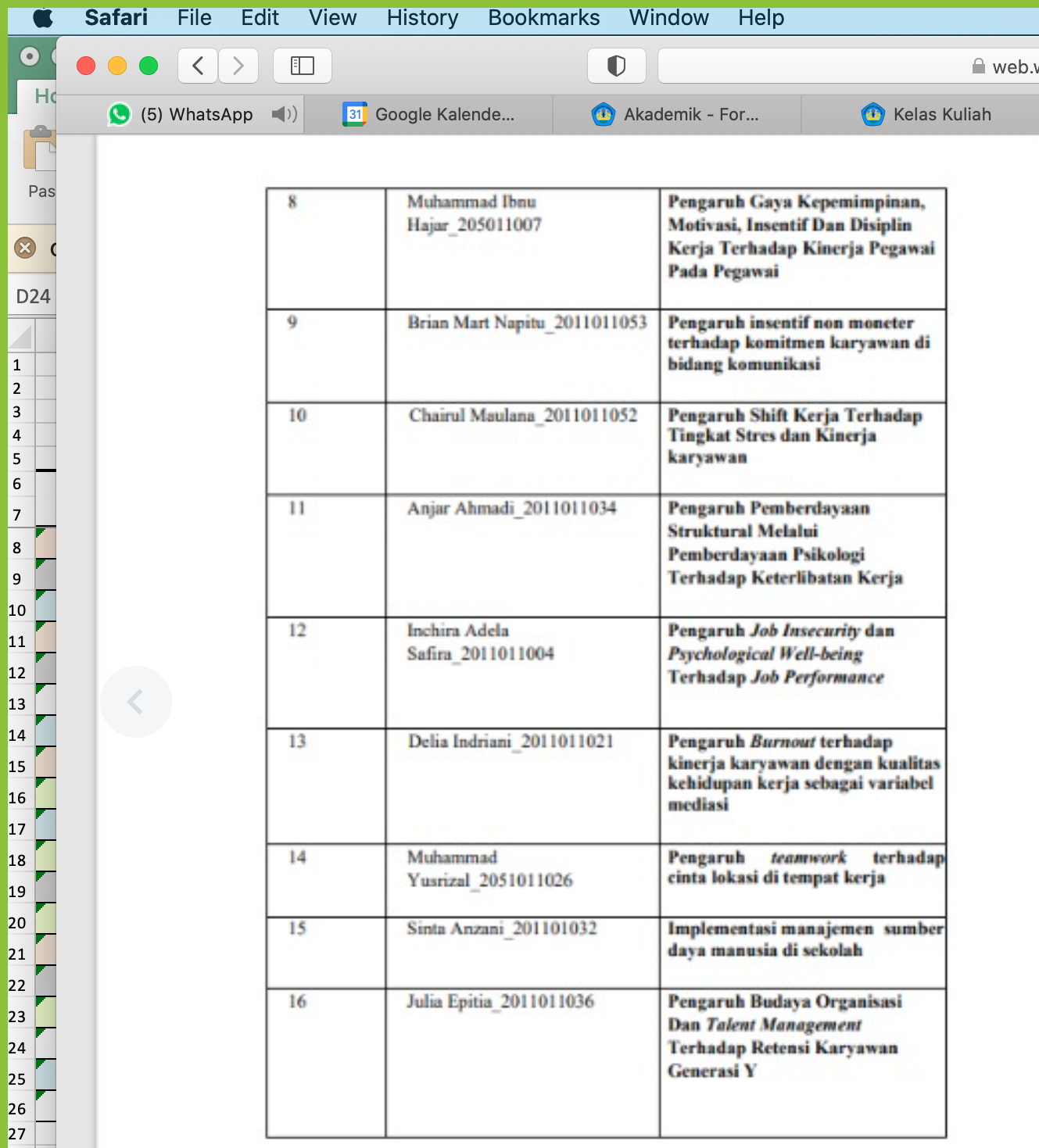 daftar up mahasiswa