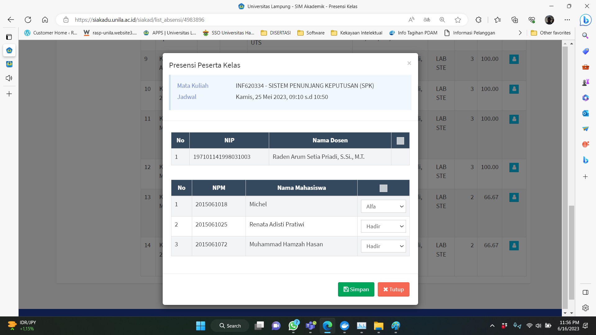 Presensi SPK Kam 25 Mei 2023