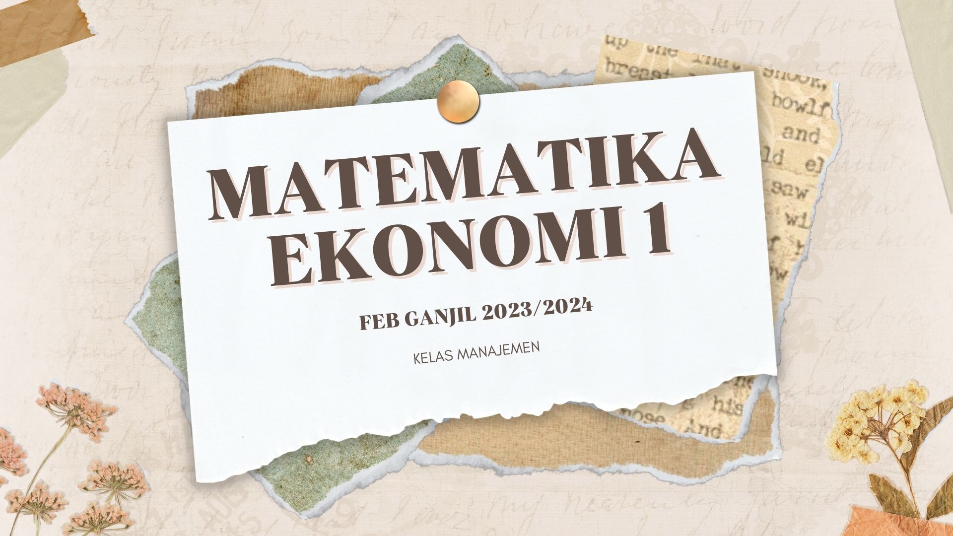 MATEMATIKA EKONOMI I