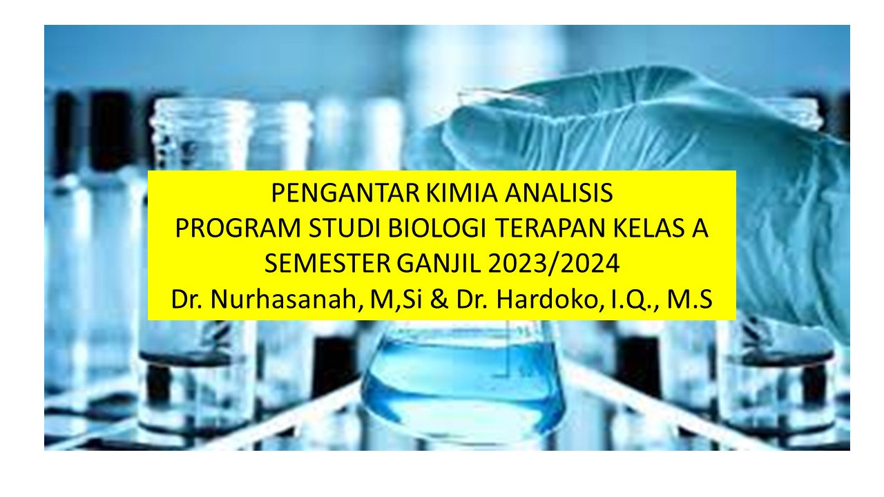 Pengantar Kimia Analisis BioTer A Ganjil 2023/2024