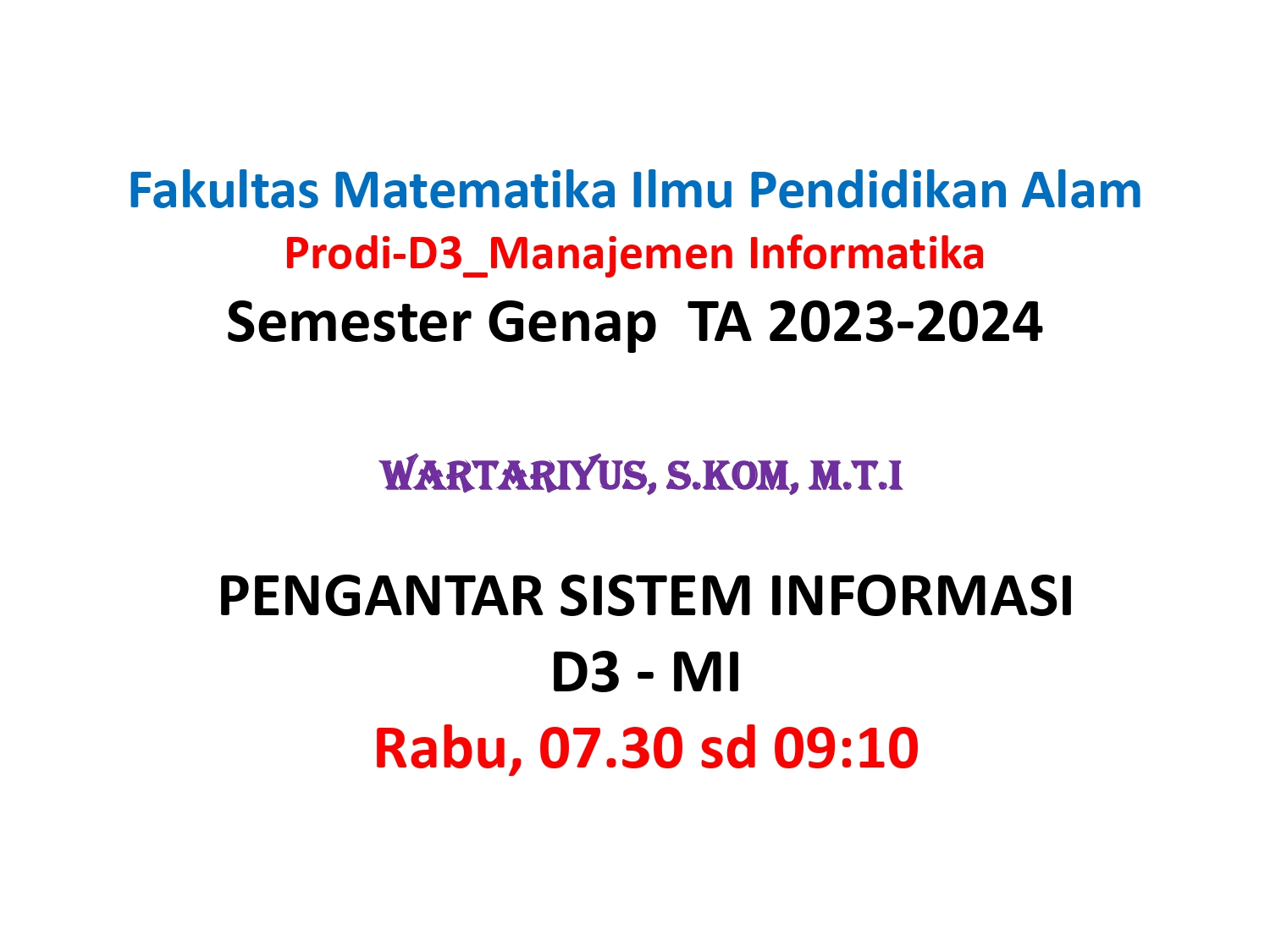 [23/24 Genap][D3 MI] Pengantar Sistem Informasi-D3MI