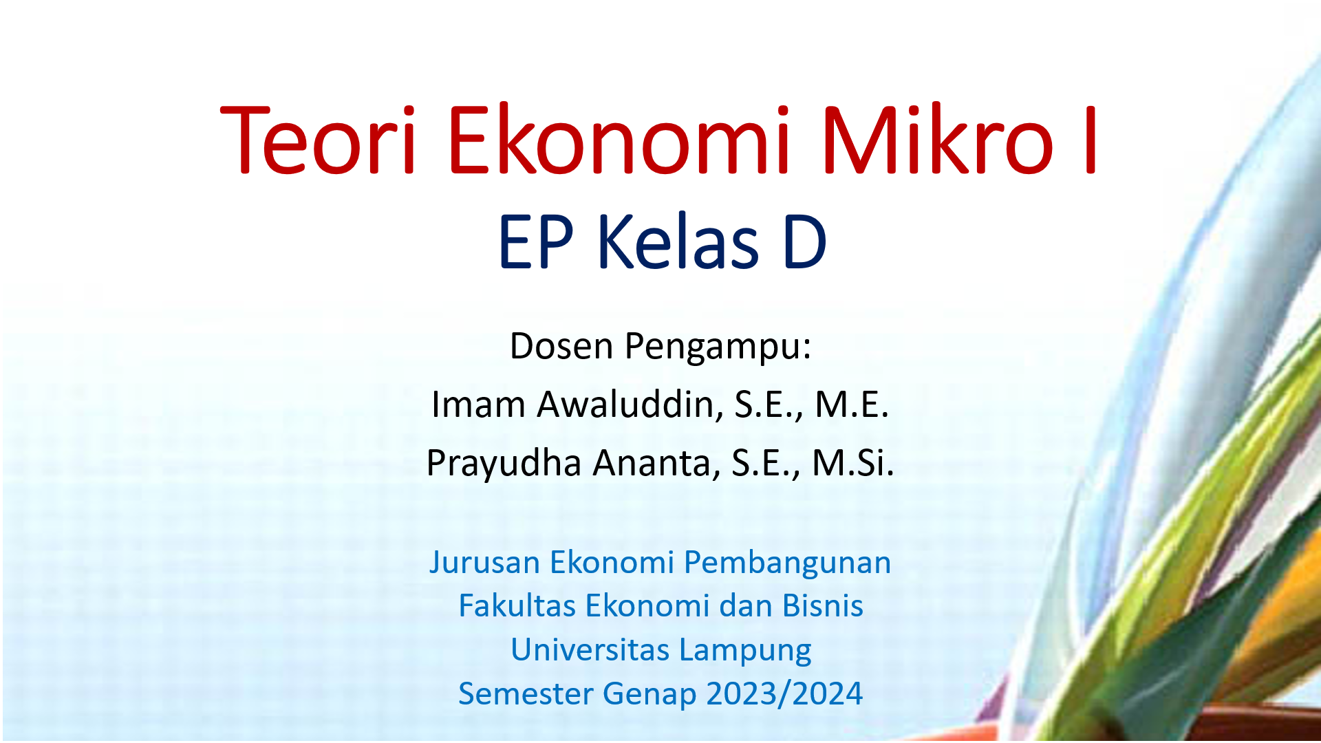 S1 EP - Teori Ekonomi Mikro I Kelas D - Genap 2023/2024
