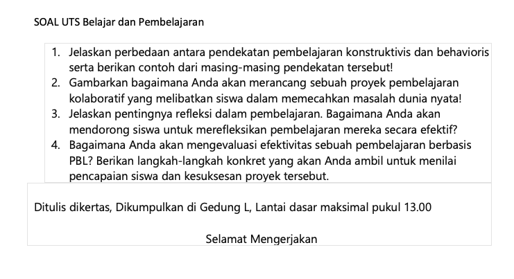 Dikumpulkan Maksimal Jumat 26 April 2024 pukul 12.00 di Meja PGSD Metro