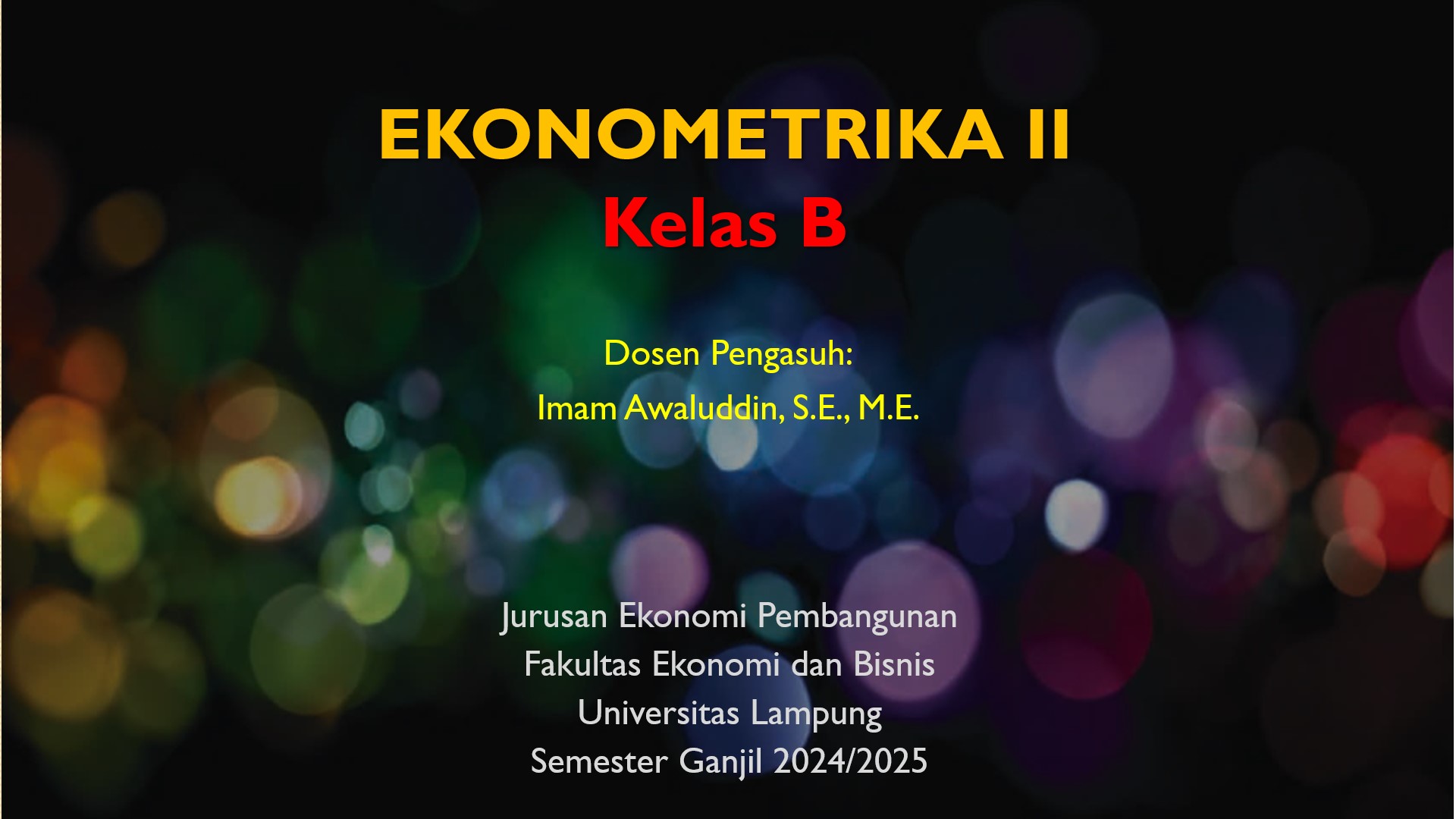S1 EP - Ekonometrika II Kelas B Ganjil 2024/2025