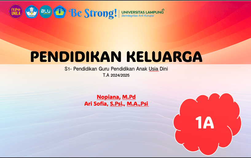 PENDIDIKAN KELUARGA - 1A - Ganjil T.A 2024/2025