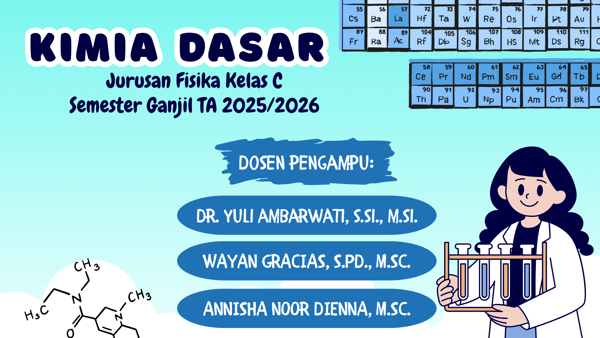 Kimia Dasar Jurusan Fisika Kelas C (FIS625104) Ganjil 2025/2026
