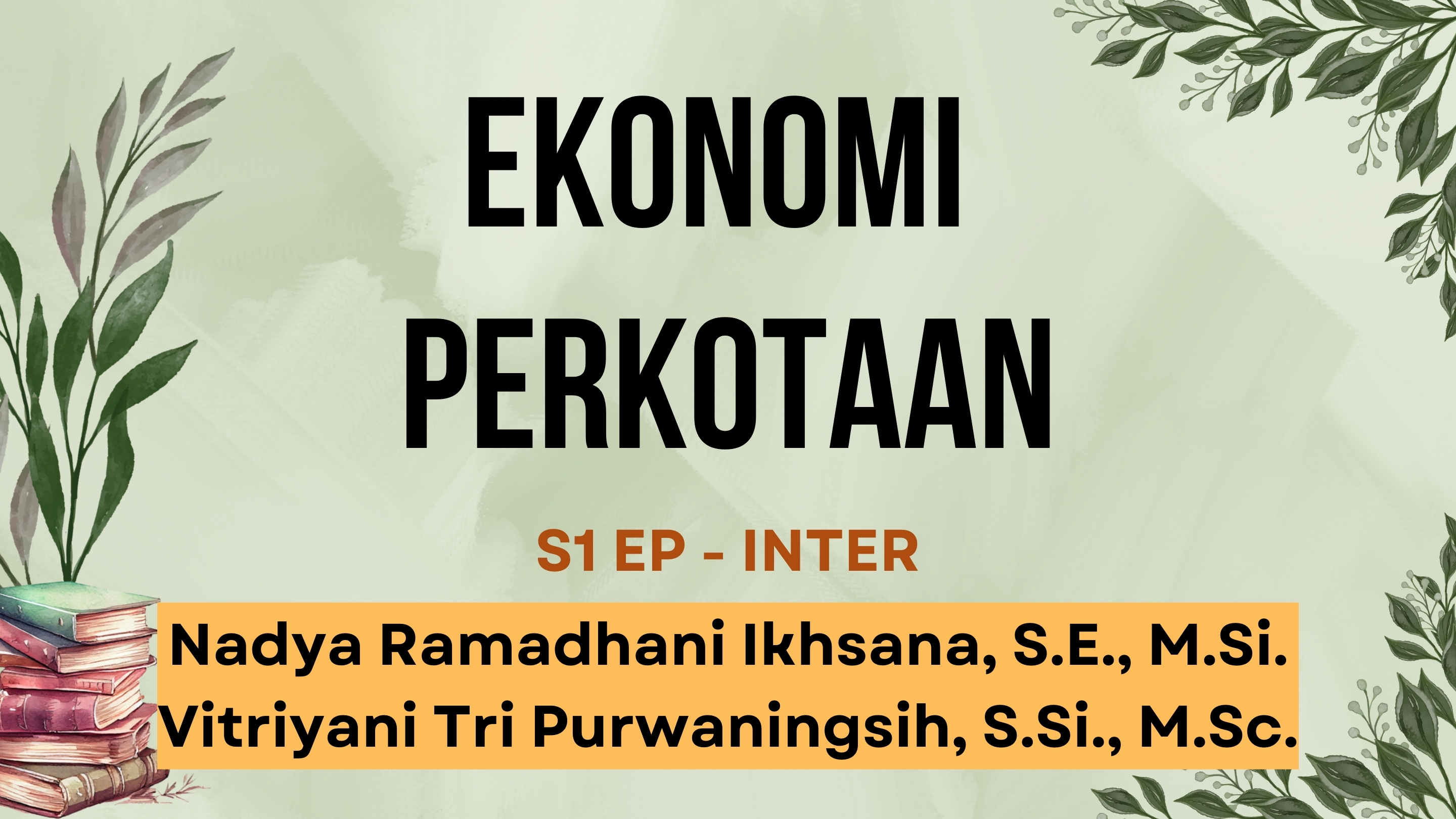 Urban Economics Inter Class 2025/2026