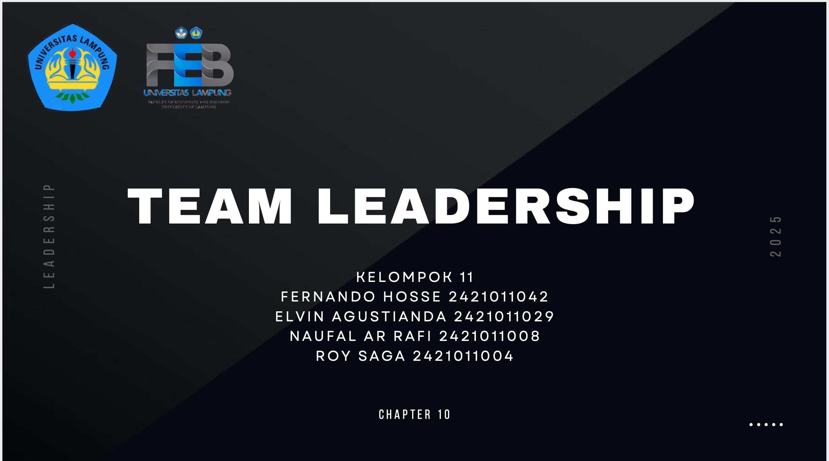 Bab 10: Kepemimpinan Tim * Bab 11: Kepemimpinan Strategis
