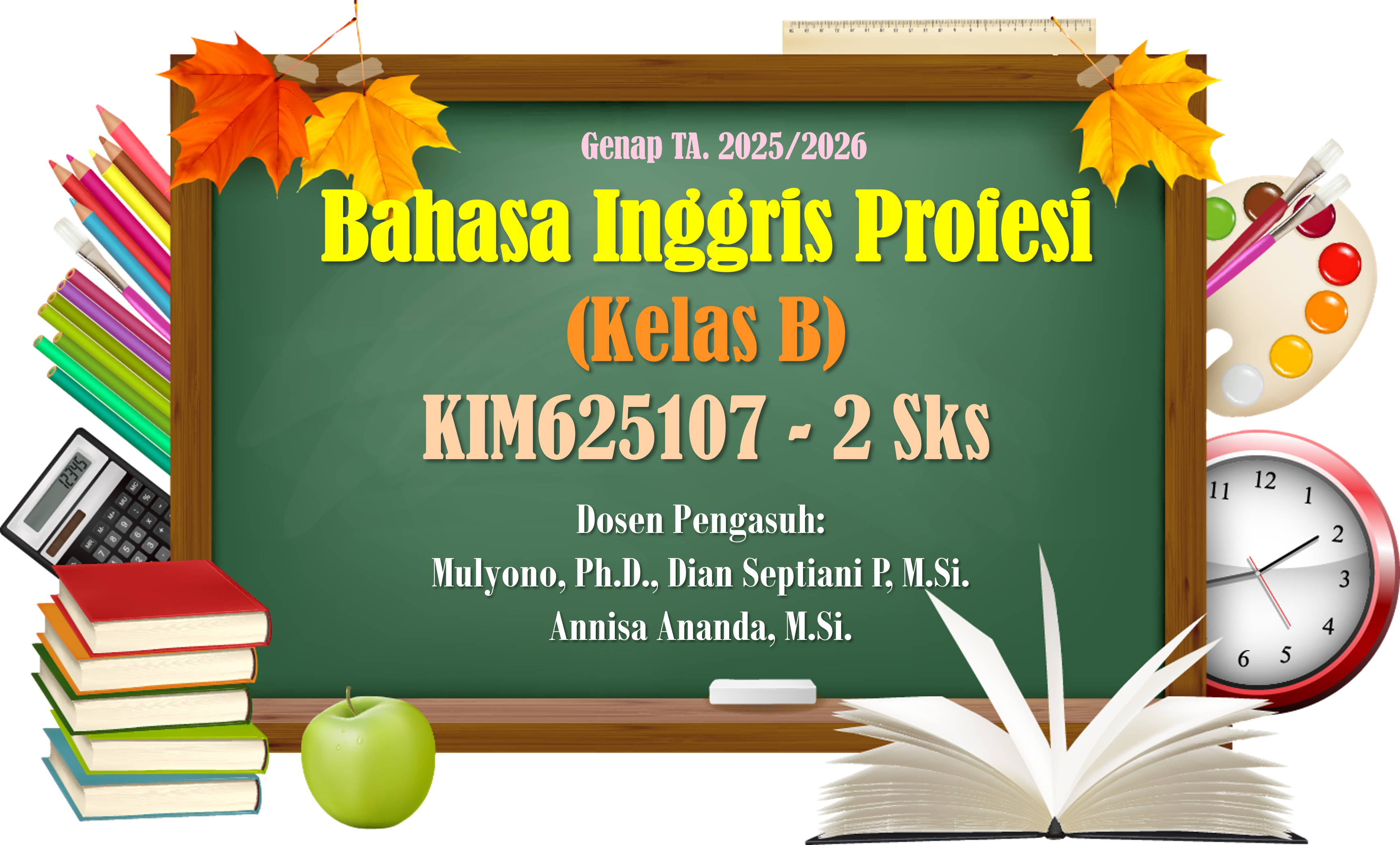 S1 Kimia_Bahasa Inggris Profesi_Kelas-B_Genap 2025/2026