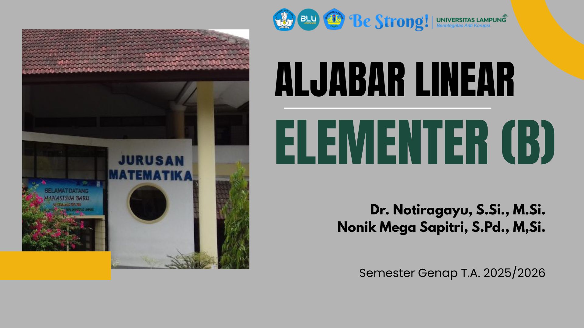 Aljabar Linear Elementer B Genap 2025/2026