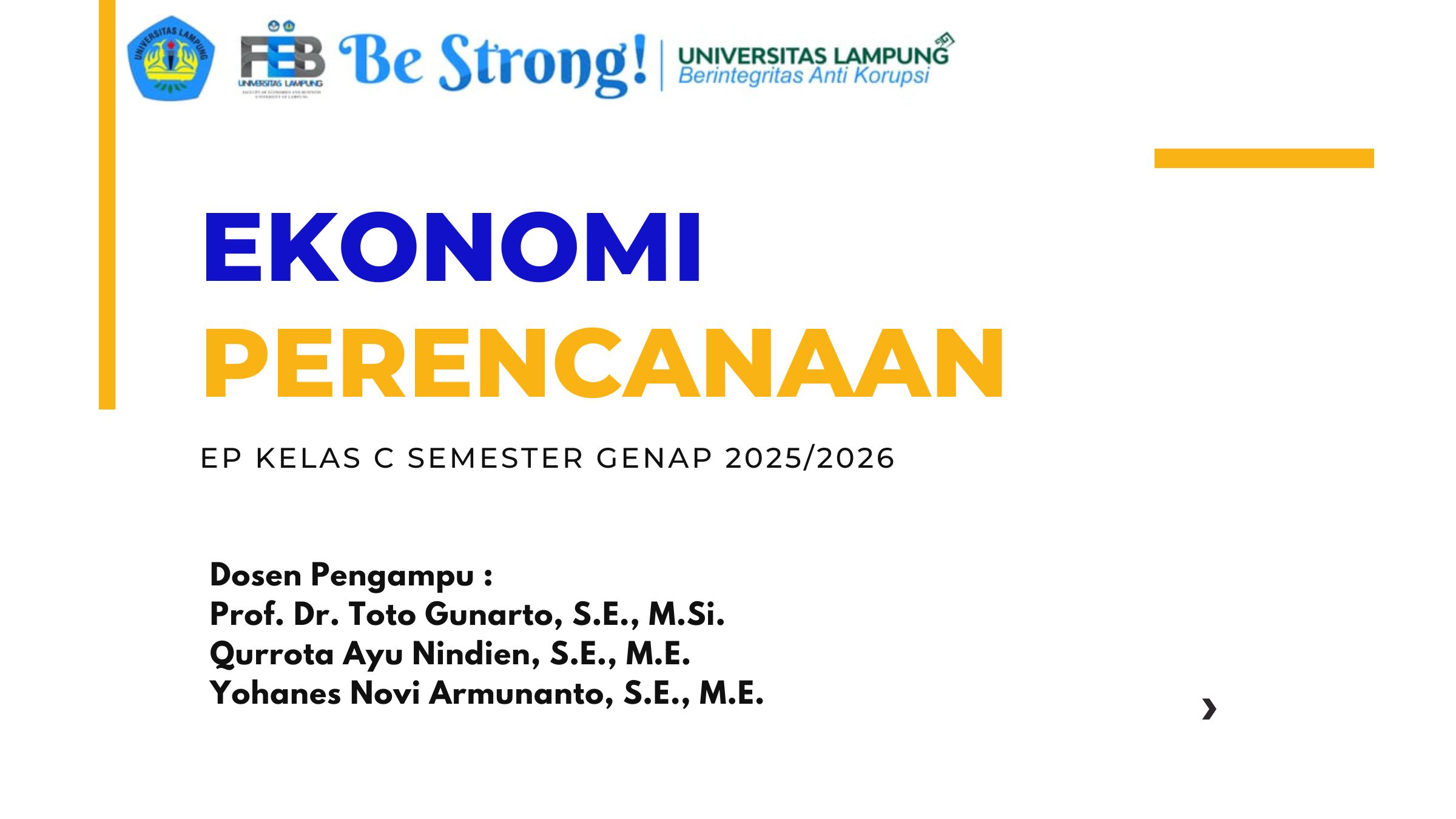 Ekonomi Perencanaan EP Kelas C Semester Genap 2025/2026