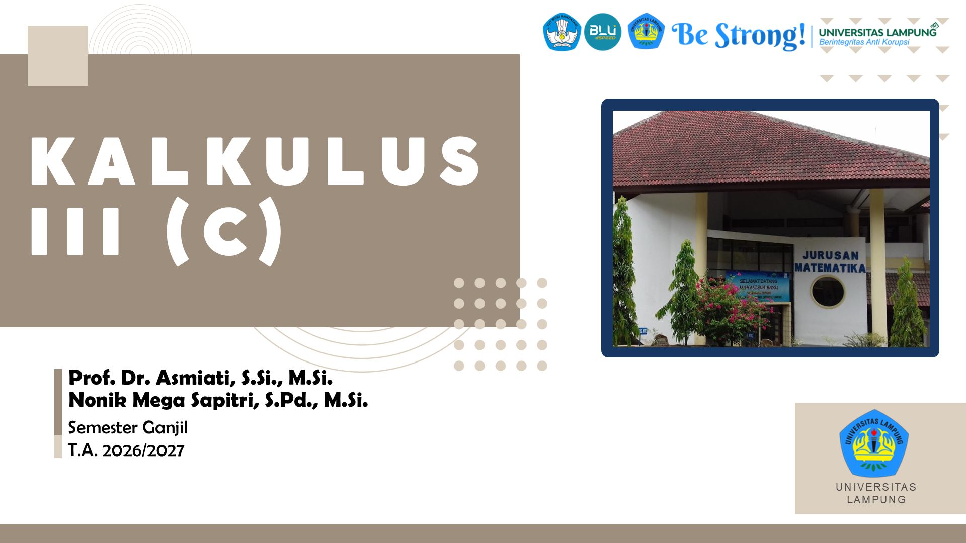 Kalkulus III (C) S1 Matematika Ganjil 2026/2027