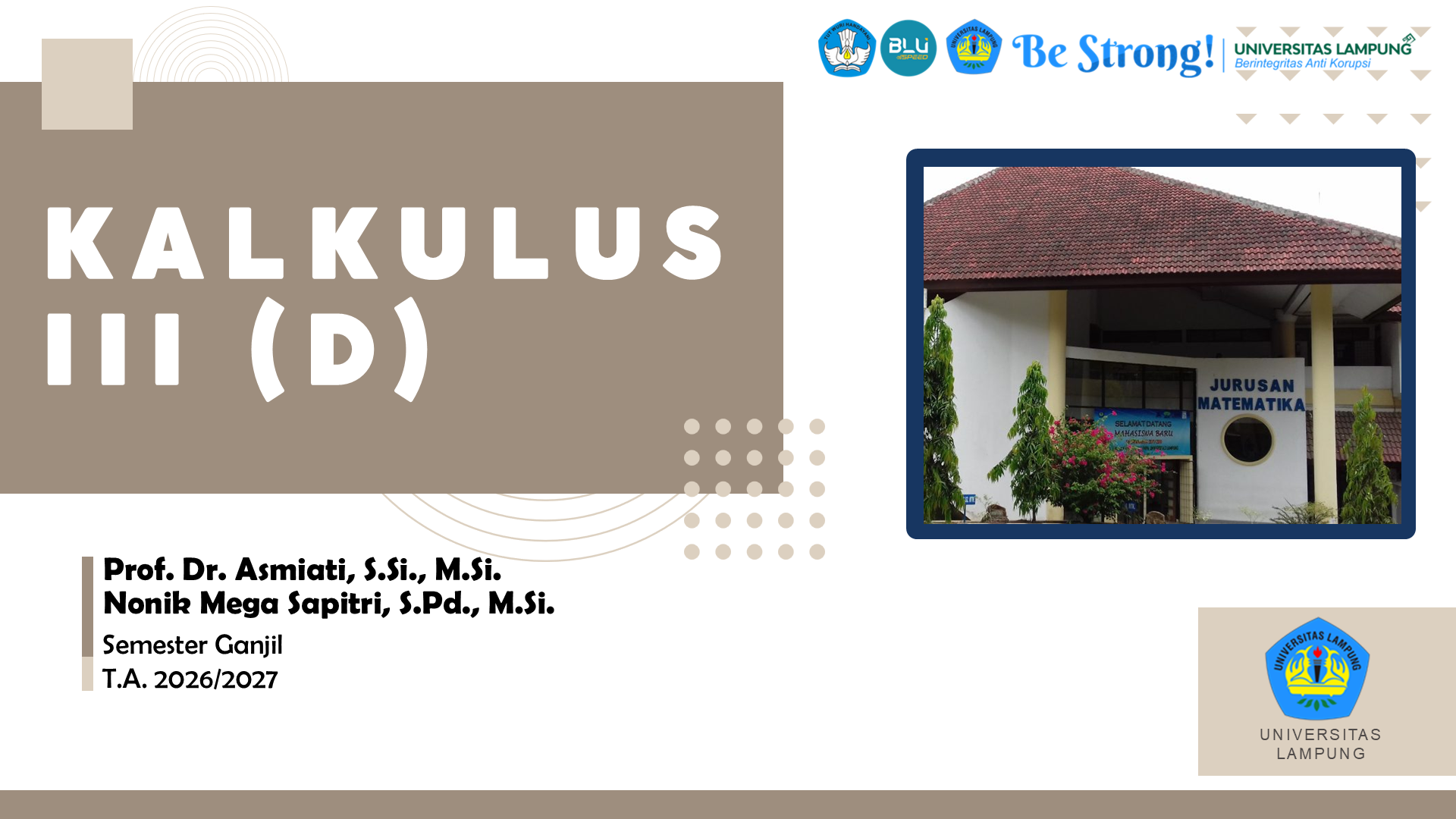 Kalkulus III (D) S1 Matematika Ganjil 2026/2027
