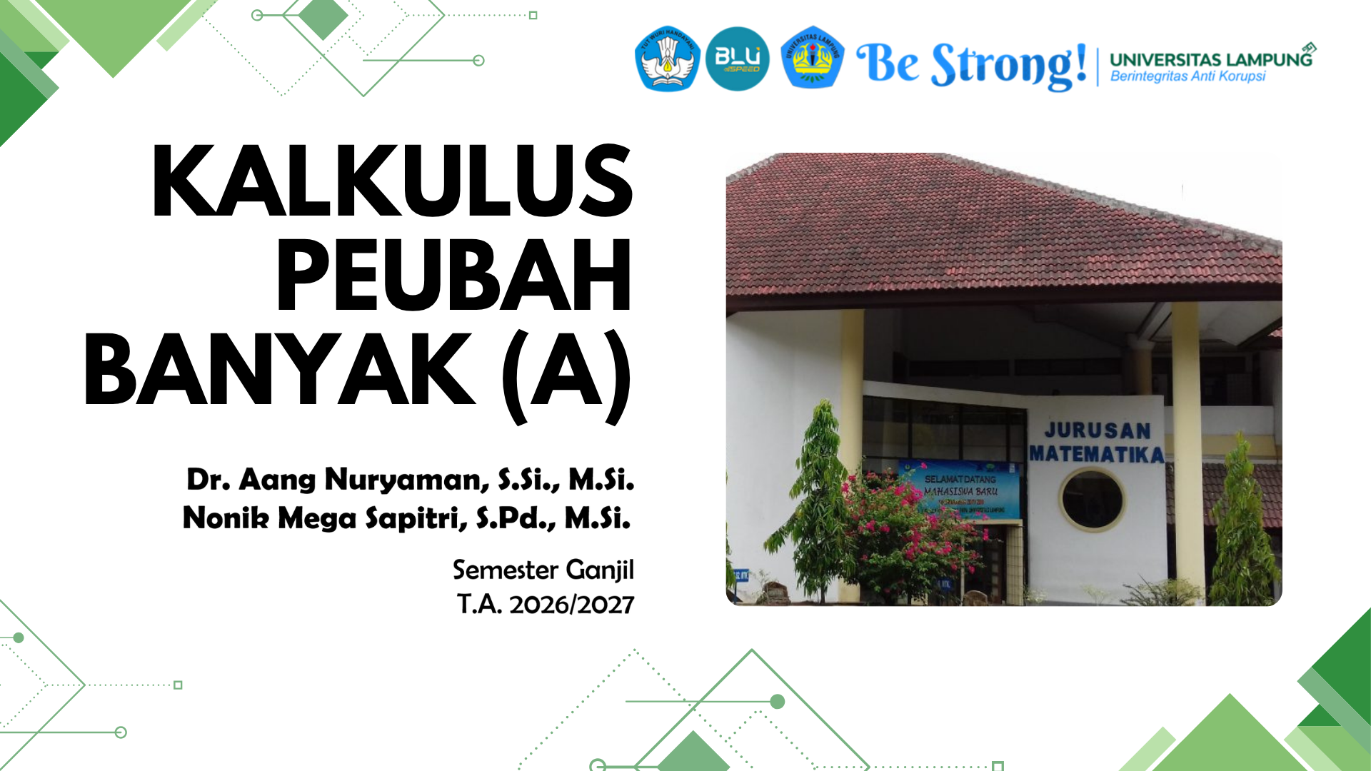 Kalkulus Peubah Banyak (A) Ganjil 2026/2027