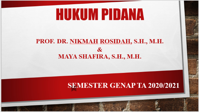 Hukum Pidana Genap 2020/2021