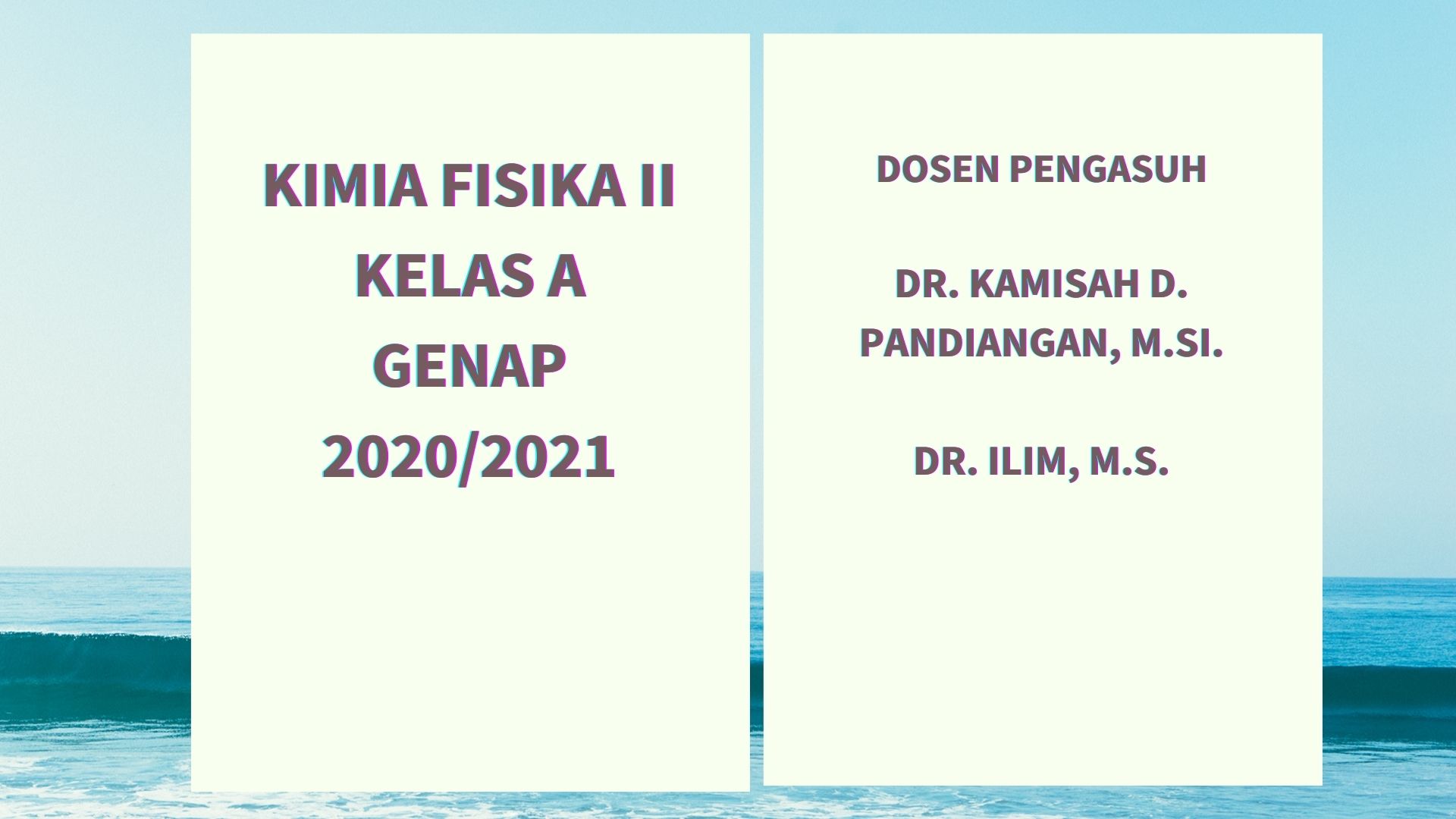 KIMIA FISIK II - KELAS A