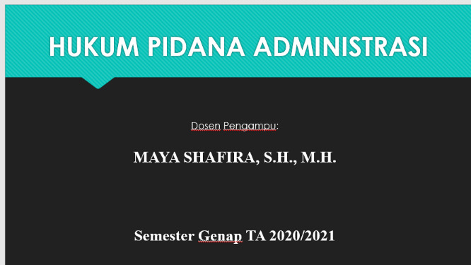 HUKUM PIDANA ADMINISTRASI GENAP 2020/2021