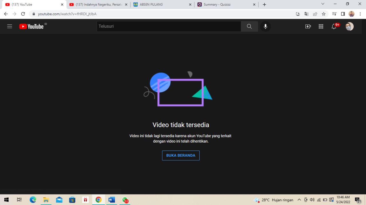 Bukti dari link analisis video tidak dapat diakses
