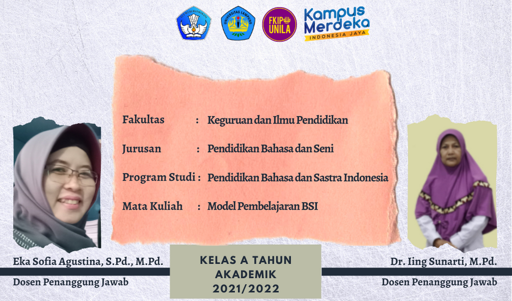 PROGRAM STUDI PENDIDIKAN BAHASA DAN SASTRA INDONESIA_MODEL PEMBELAJARAN BAHASA DAN SASTRA INDONESIA_BHS620218_KELAS A_GENAP_2021/2022